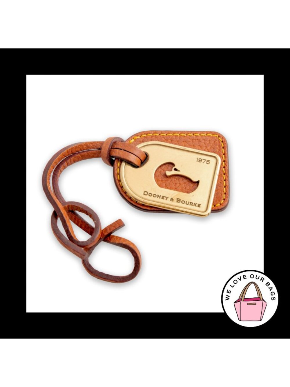 VINTAGE Y2K DOONEY & BOURKE Bag Charm Hang Tag Brass Cutout Duck Brown Leather